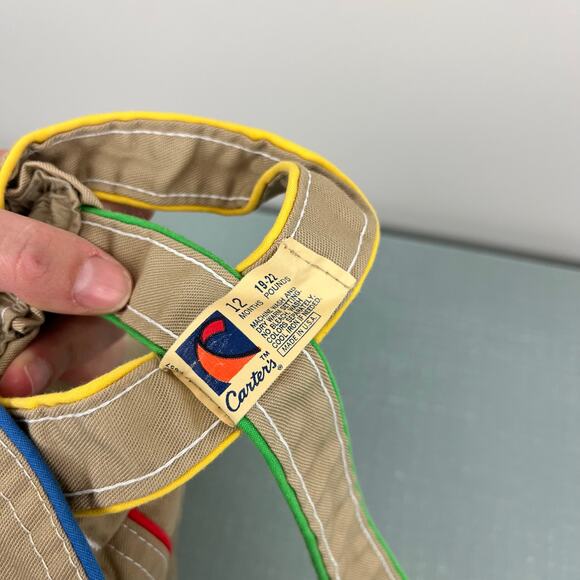 Vintage Carter's Tan Applique Train Overalls 12 Months USA - Picture 5 of 8